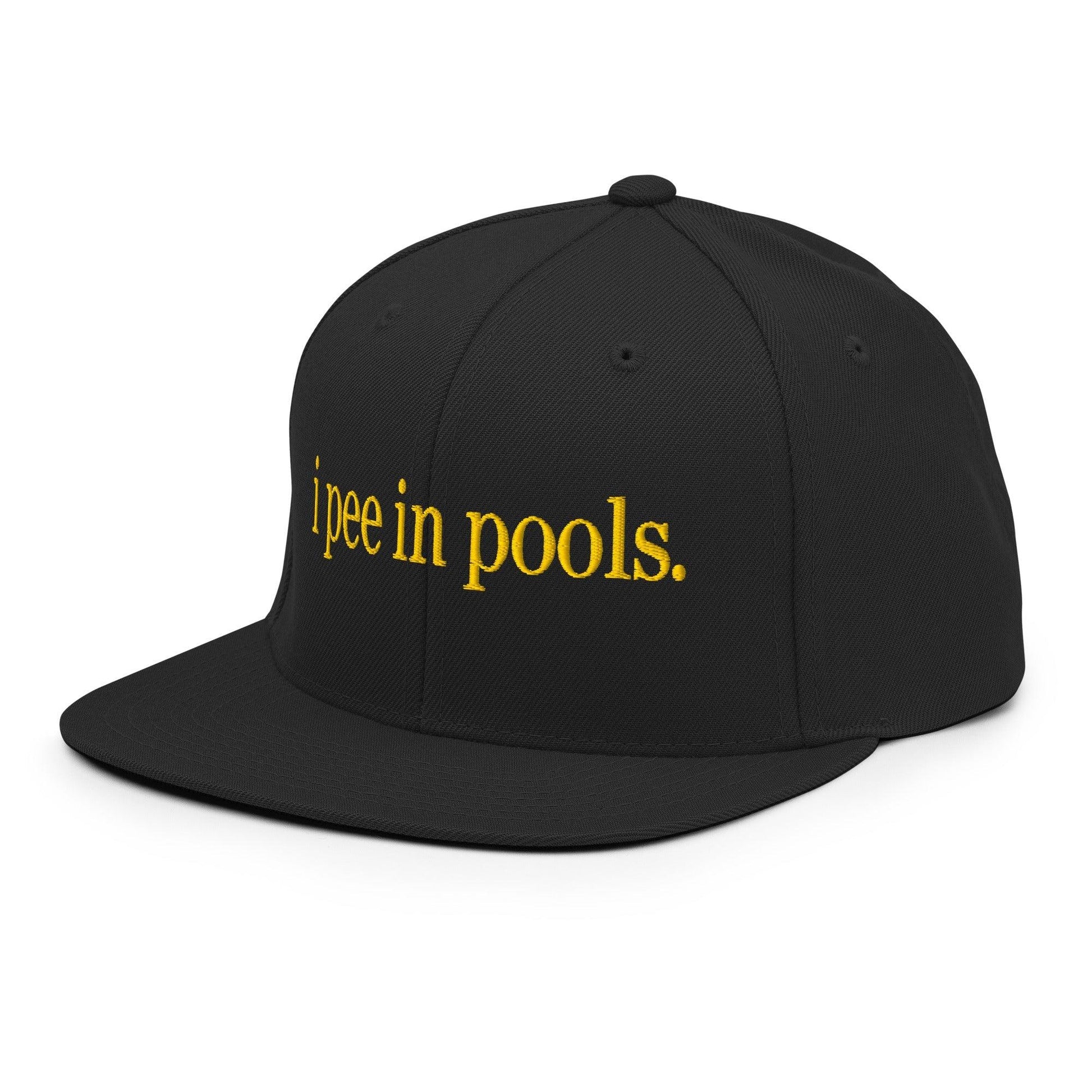 I Pee in Pools Embroidered Flat Bill Brim Snapback Hat