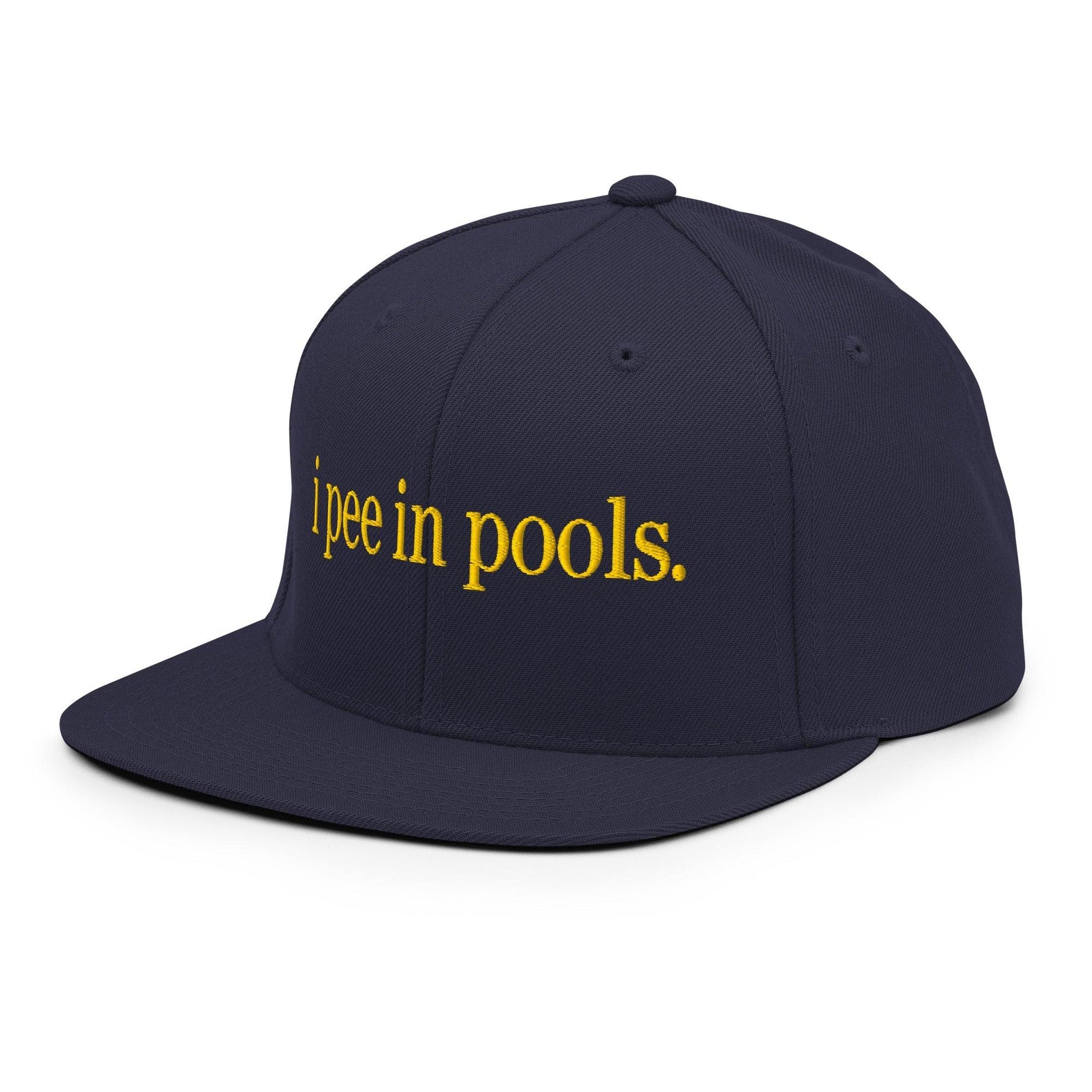 I Pee in Pools Embroidered Flat Bill Brim Snapback Hat