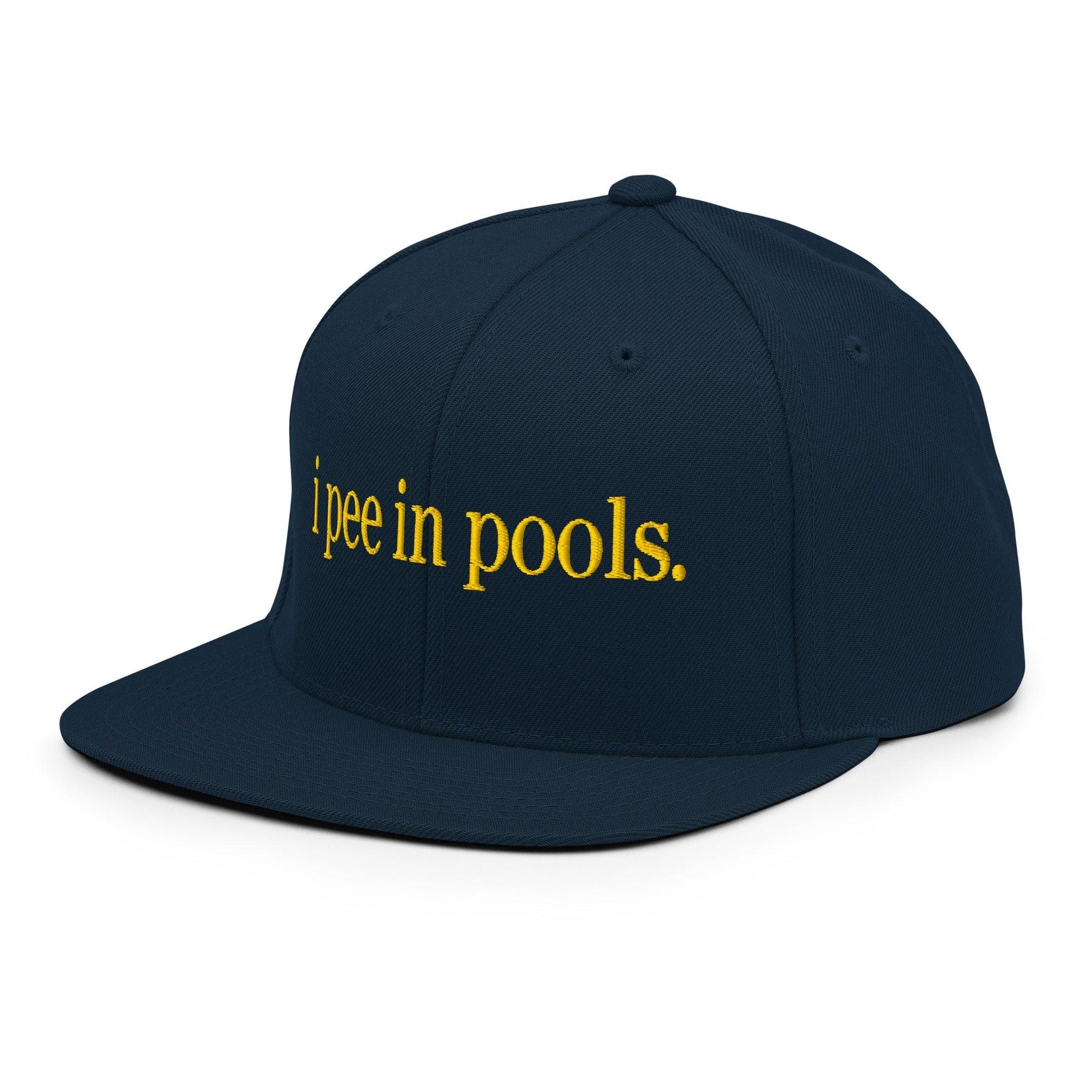 I Pee in Pools Embroidered Flat Bill Brim Snapback Hat