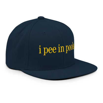 I Pee in Pools Embroidered Flat Bill Brim Snapback Hat