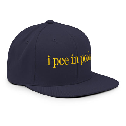 I Pee in Pools Embroidered Flat Bill Brim Snapback Hat