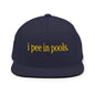 I Pee in Pools Embroidered Flat Bill Brim Snapback Hat - Navy