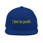 I Pee in Pools Embroidered Flat Bill Brim Snapback Hat - Royal Blue