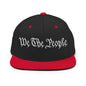 We The People Embroidered Flat Bill Brim Snapback Hat - Black/ Red