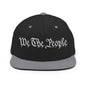 We The People Embroidered Flat Bill Brim Snapback Hat - Black/ Silver