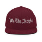 We The People Embroidered Flat Bill Brim Snapback Hat - Maroon
