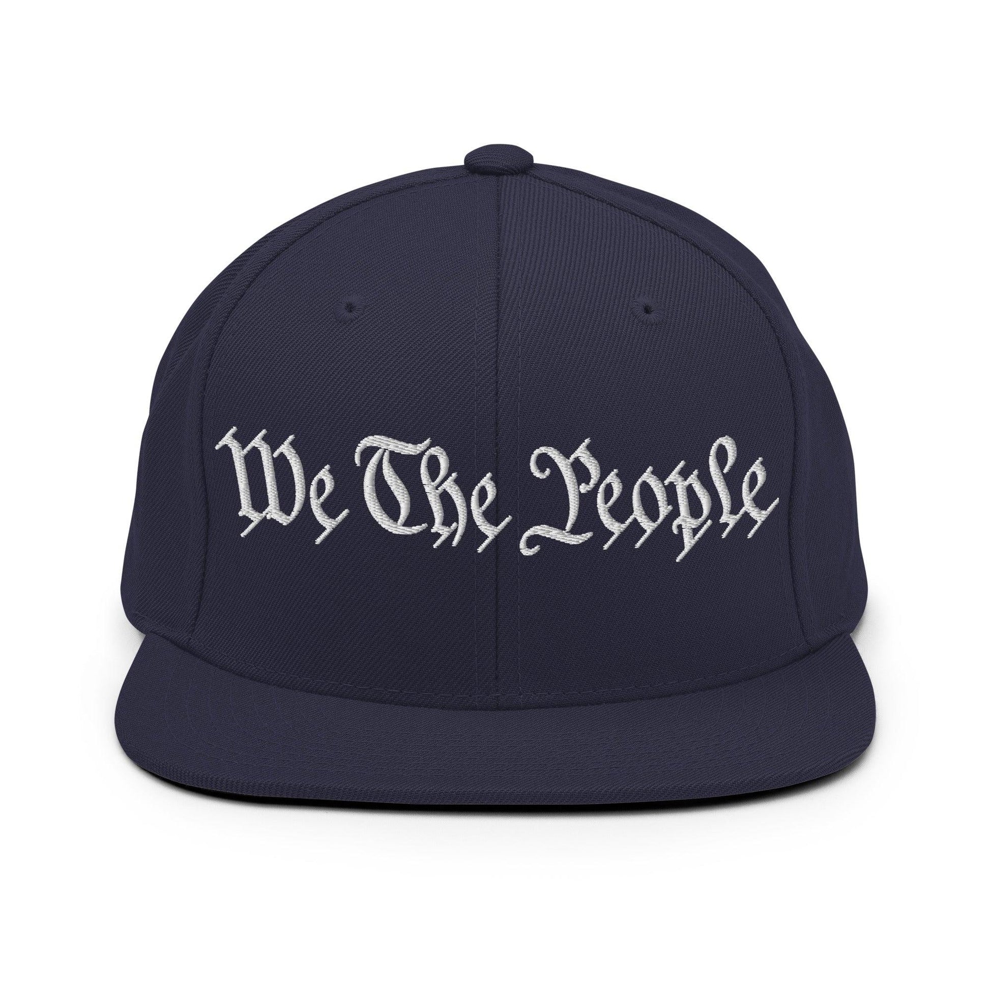 We The People Embroidered Flat Bill Brim Snapback Hat - Navy
