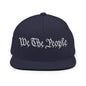 We The People Embroidered Flat Bill Brim Snapback Hat - Navy