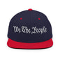 We The People Embroidered Flat Bill Brim Snapback Hat - Navy/ Red