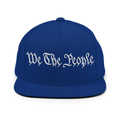 We The People Embroidered Flat Bill Brim Snapback Hat - Royal Blue