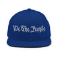 We The People Embroidered Flat Bill Brim Snapback Hat - Royal Blue