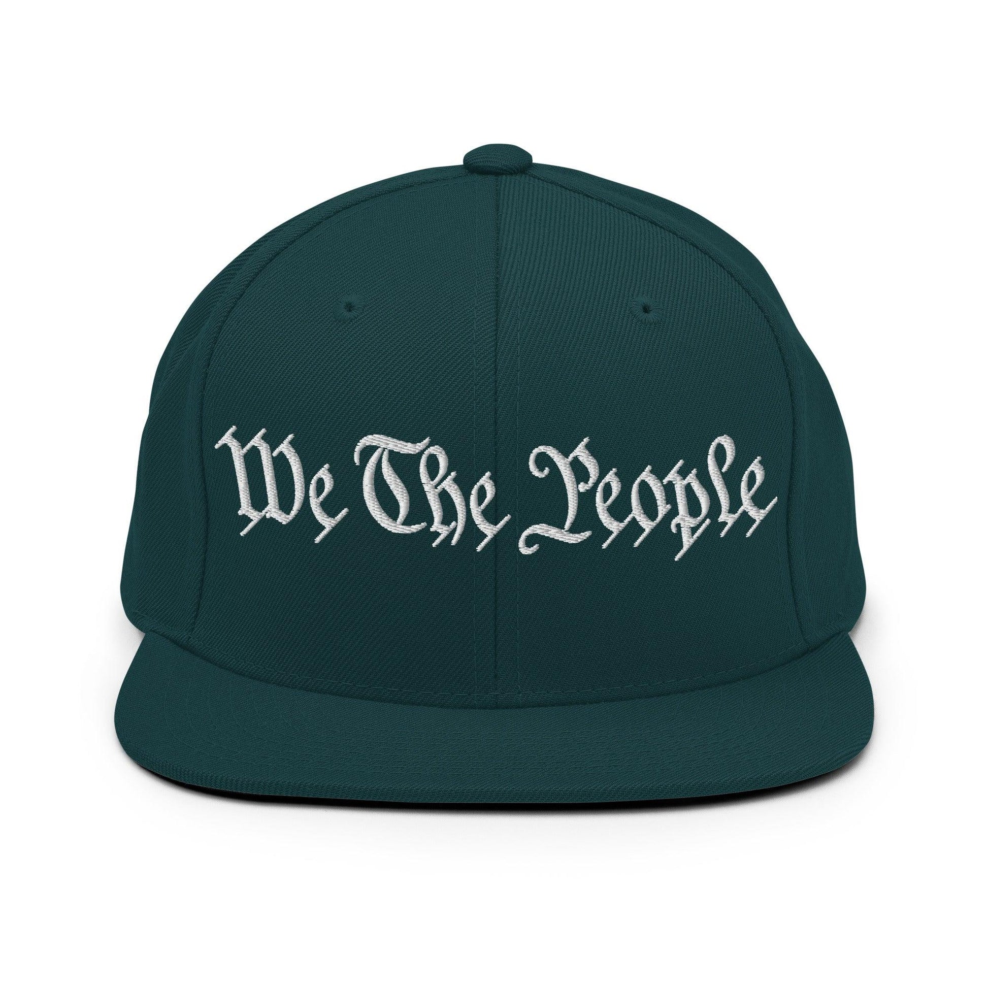 We The People Embroidered Flat Bill Brim Snapback Hat - Spruce