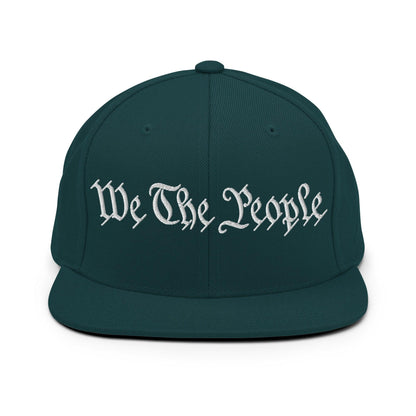 We The People Embroidered Flat Bill Brim Snapback Hat - Spruce