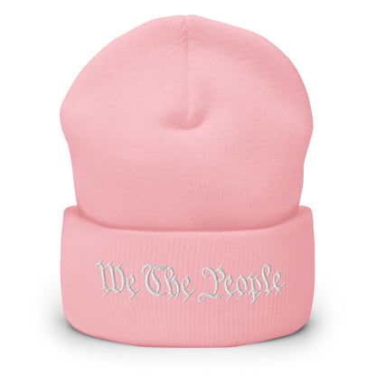 We The People Embroidered Knit Cuffed Beanie - Baby Pink