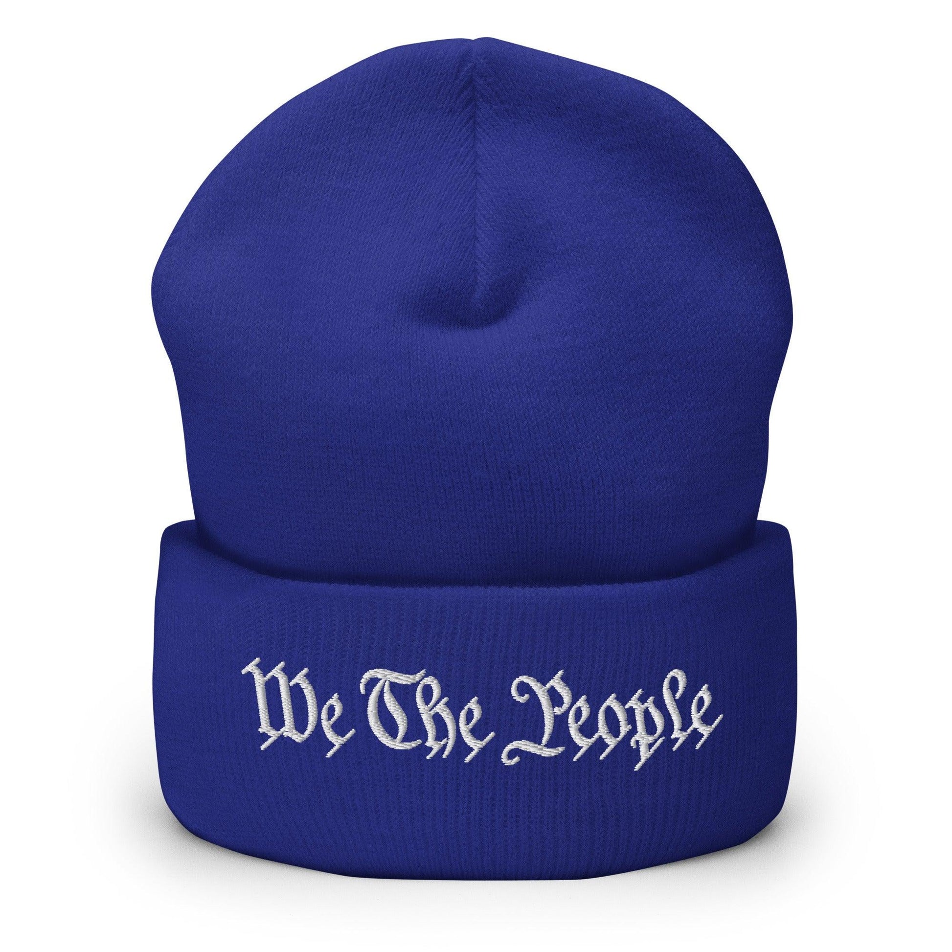 We The People Embroidered Knit Cuffed Beanie - Royal