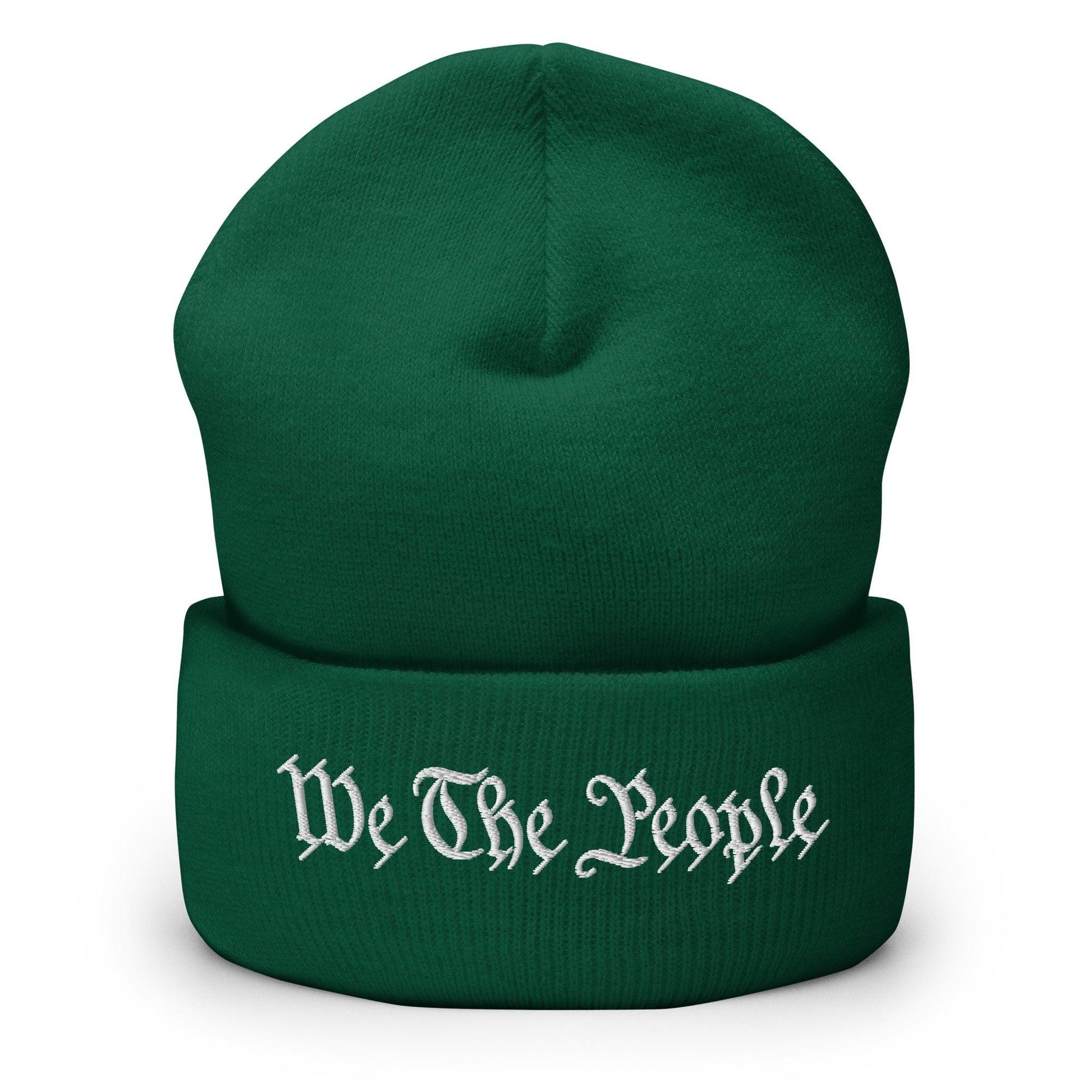 We The People Embroidered Knit Cuffed Beanie - Spruce