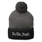 We The People Embroidered Knit Pom Beanie - Dark Heather Grey/ Black