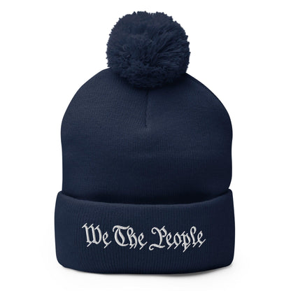 We The People Embroidered Knit Pom Beanie - Navy