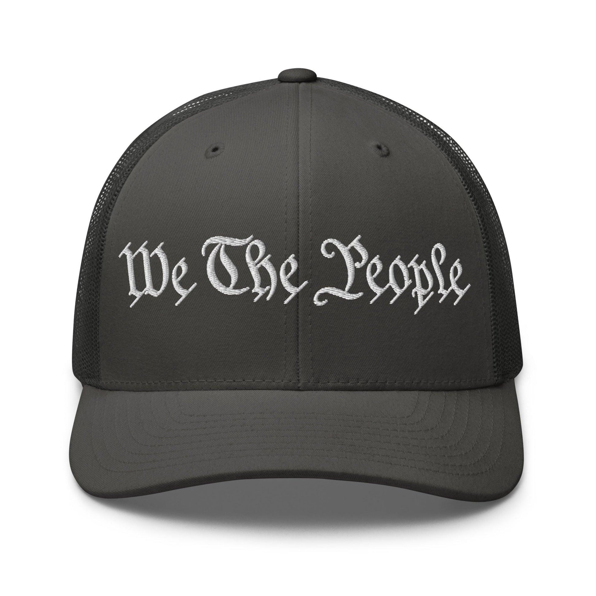 We The People Embroidered Mesh Trucker Hat - Charcoal
