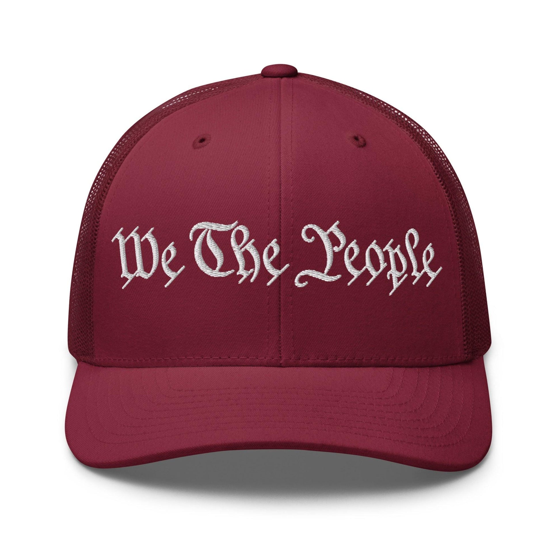 We The People Embroidered Mesh Trucker Hat - Cranberry
