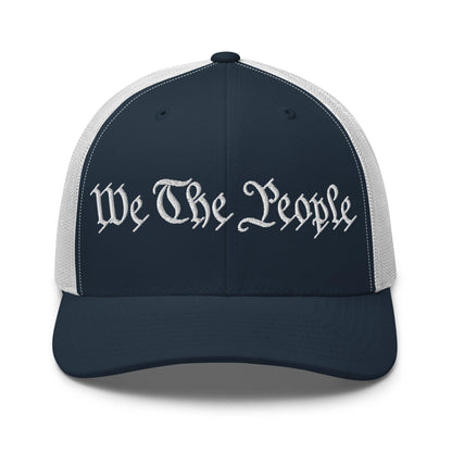 We The People Embroidered Mesh Trucker Hat - Navy/ White