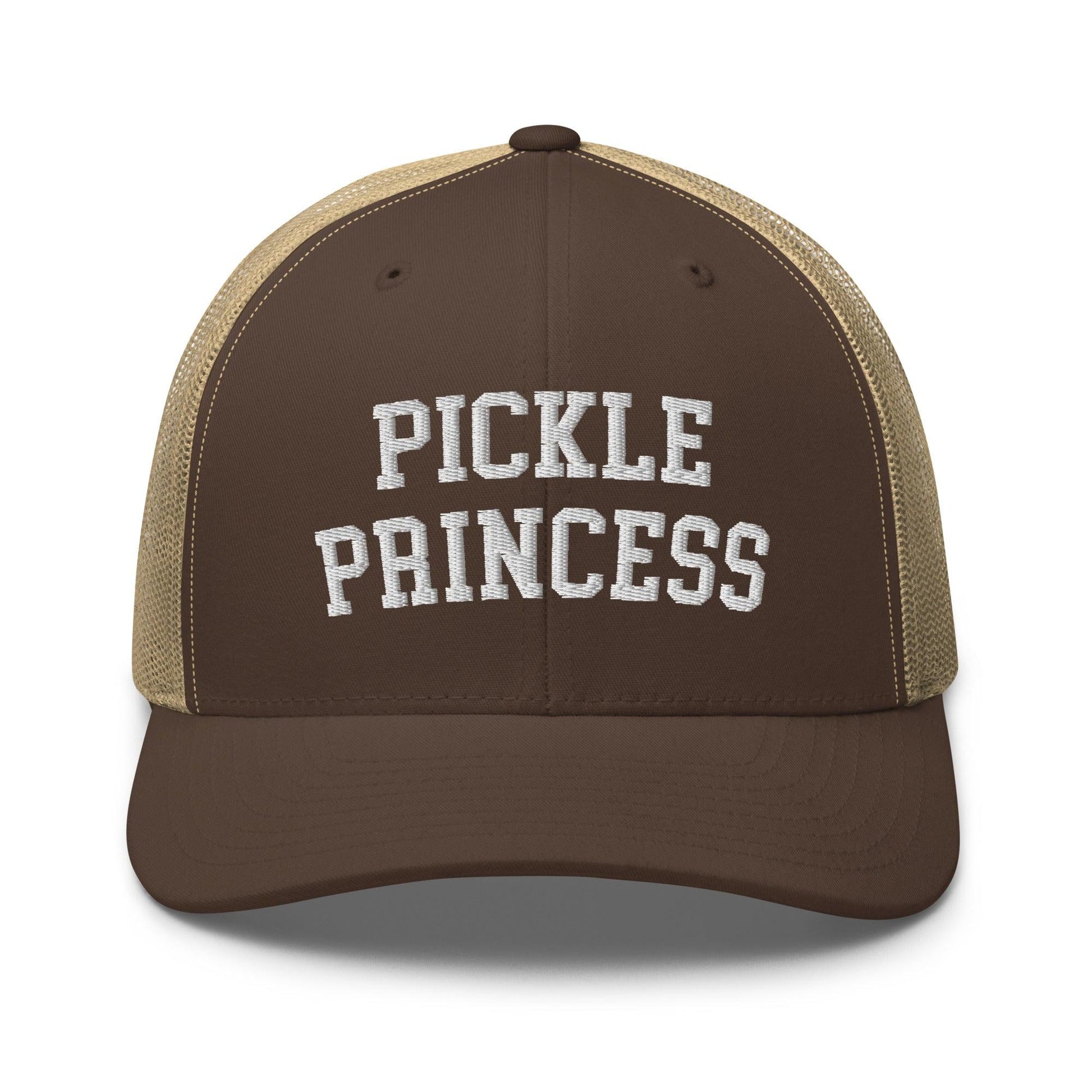 Pickle Princess Retro Trucker Hat - Brown/ Khaki - Headwear