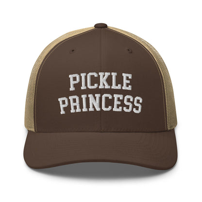 Pickle Princess Retro Trucker Hat - Brown/ Khaki - Headwear
