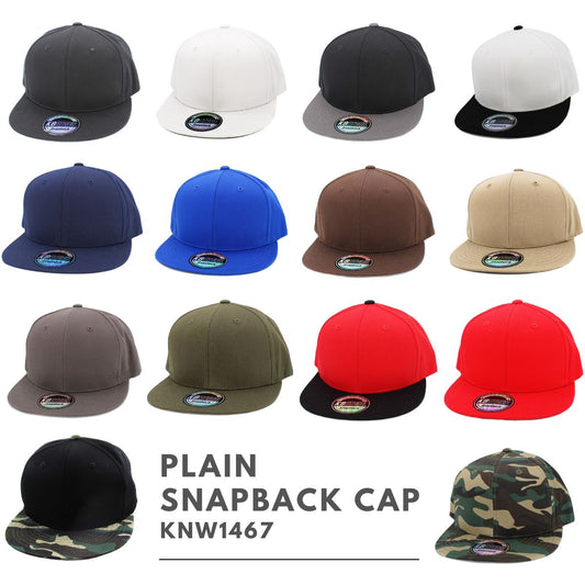 Plain Snapback cap (KNW1467) - Multi-Coloured Adjustable - Cap