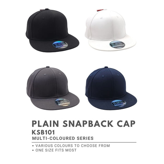 Plain Snapback cap (KSB101) - Multi-Coloured Adjustable - Cap