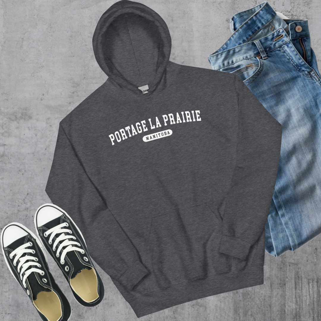 Portage la Prairie College Hoodie - Dark Heather / S