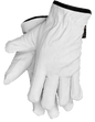 White leather work gloves made of grain goatskin for premium protection and durability