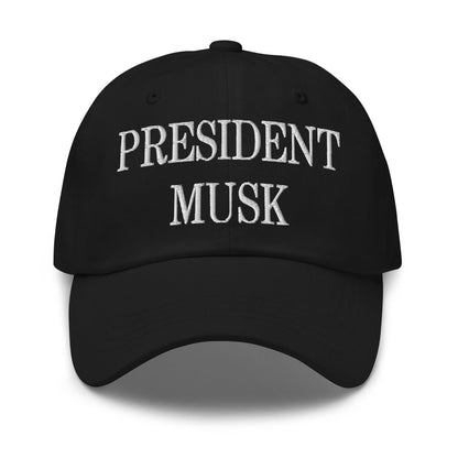 President Musk Embroidered Dad Hat - Black