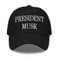 President Musk Embroidered Dad Hat - Black