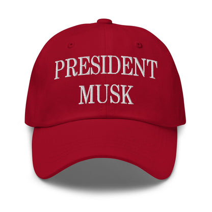 President Musk Embroidered Dad Hat - Cranberry