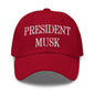 President Musk Embroidered Dad Hat - Cranberry