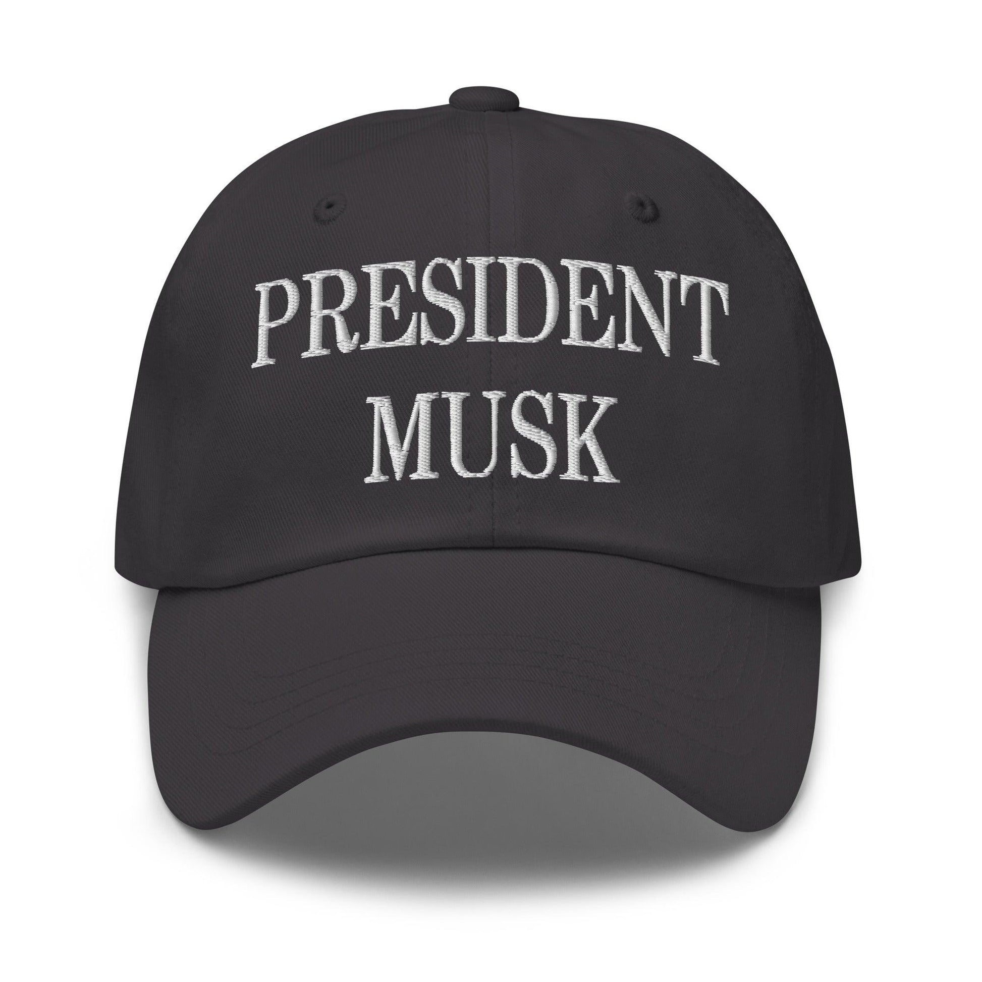 President Musk Embroidered Dad Hat - Dark Grey
