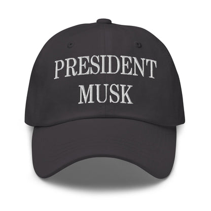 President Musk Embroidered Dad Hat - Dark Grey