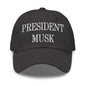 President Musk Embroidered Dad Hat - Dark Grey