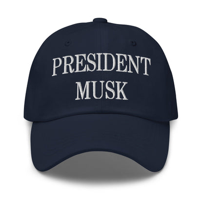 President Musk Embroidered Dad Hat - Navy