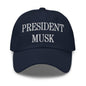 President Musk Embroidered Dad Hat - Navy
