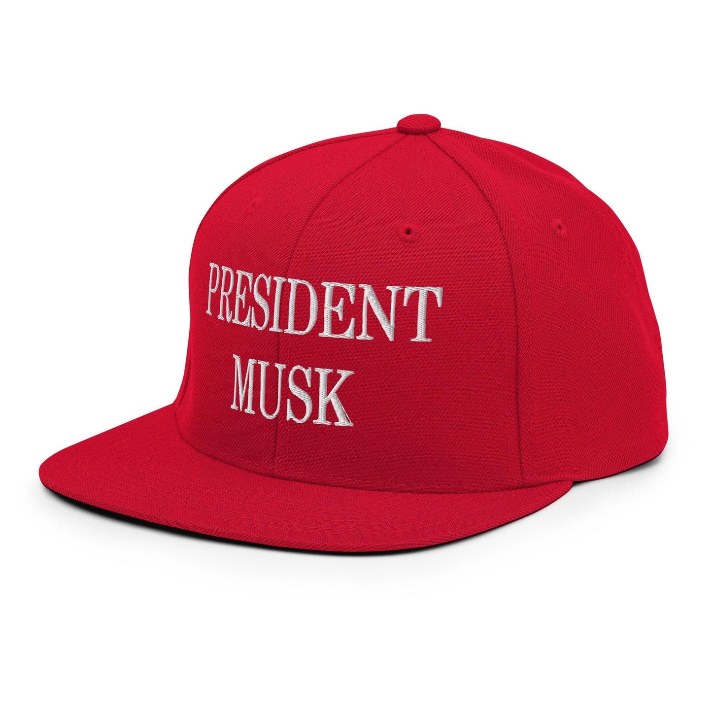 President Musk Embroidered Flat Bill Brim Snapback Hat