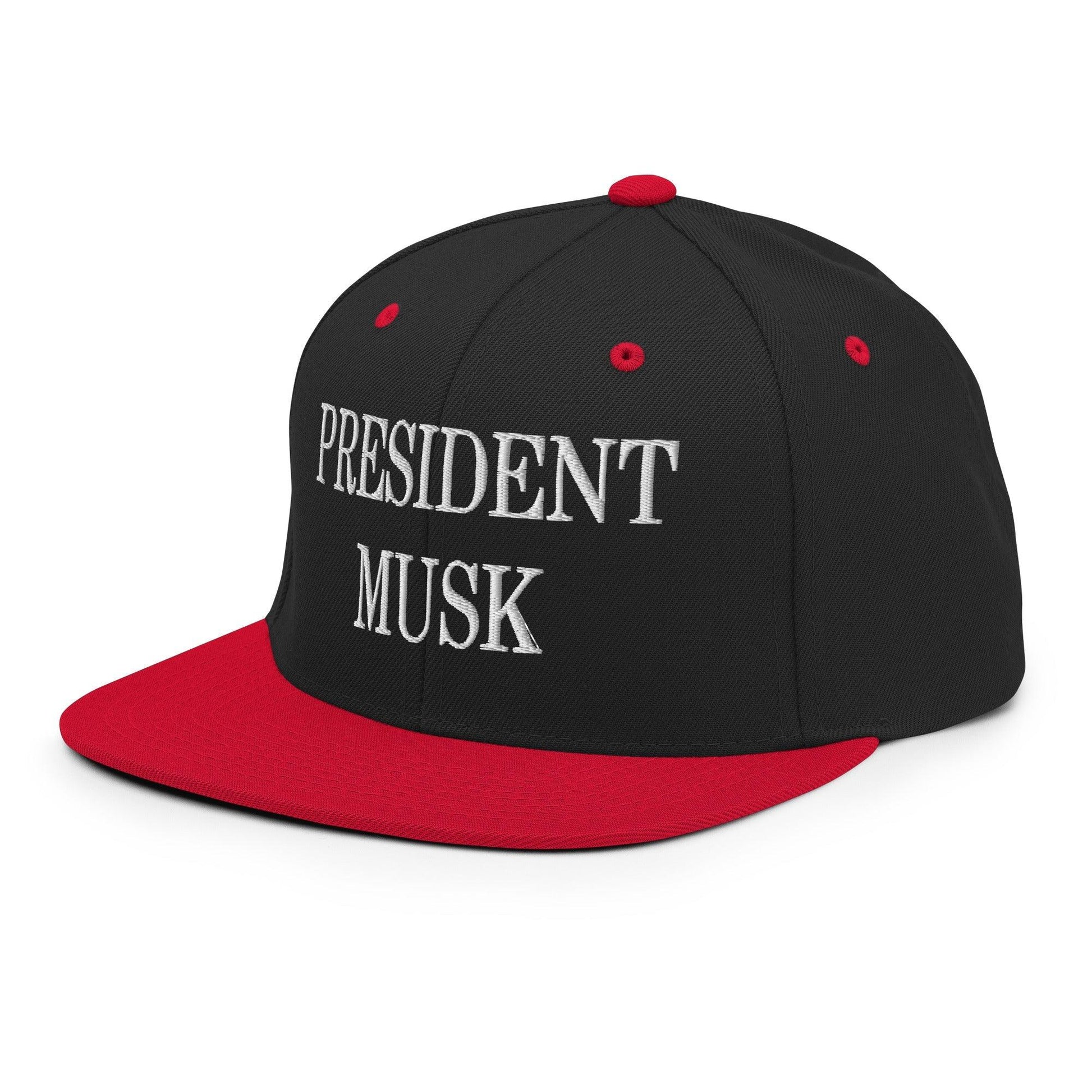 President Musk Embroidered Flat Bill Brim Snapback Hat