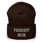 President Musk Embroidered Knit Cuffed Beanie - Brown