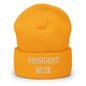 President Musk Embroidered Knit Cuffed Beanie - Gold