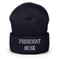 President Musk Embroidered Knit Cuffed Beanie - Navy