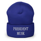 President Musk Embroidered Knit Cuffed Beanie - Royal