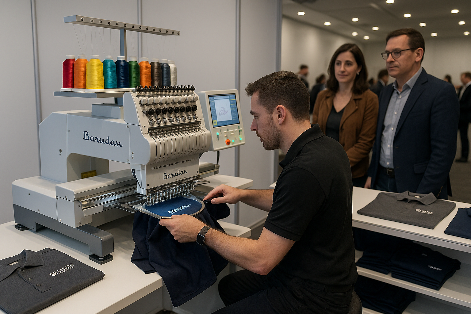 proffesional live even embroidery on barudan single head machine
