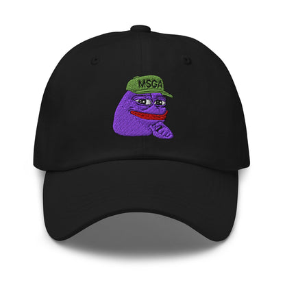 $PURPE Purple Pepe Embroidered Dad Hat - Black - Hats
