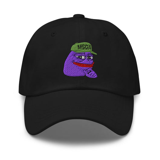 $PURPE Purple Pepe Embroidered Dad Hat - Black - Hats