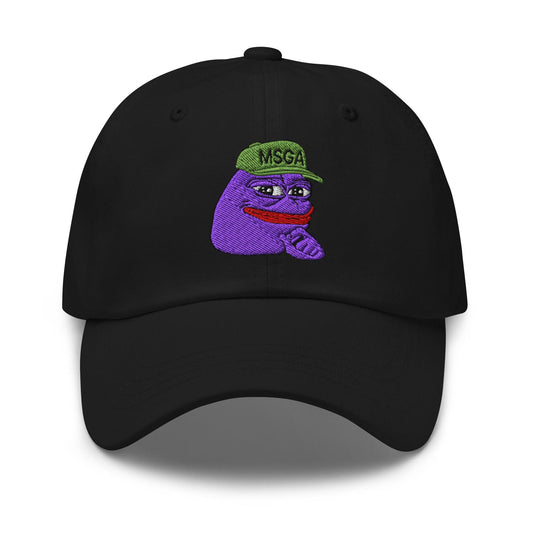 $PURPE Purple Pepe Embroidered Dad Hat - Black - Hats